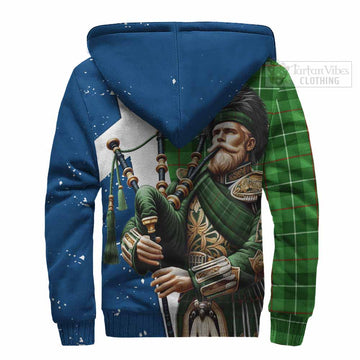 Tartan Vibes Clothing Clephane (Clephan) Tartan Sherpa Hoodie with Family Crest Scottish Bagpiper Vibes