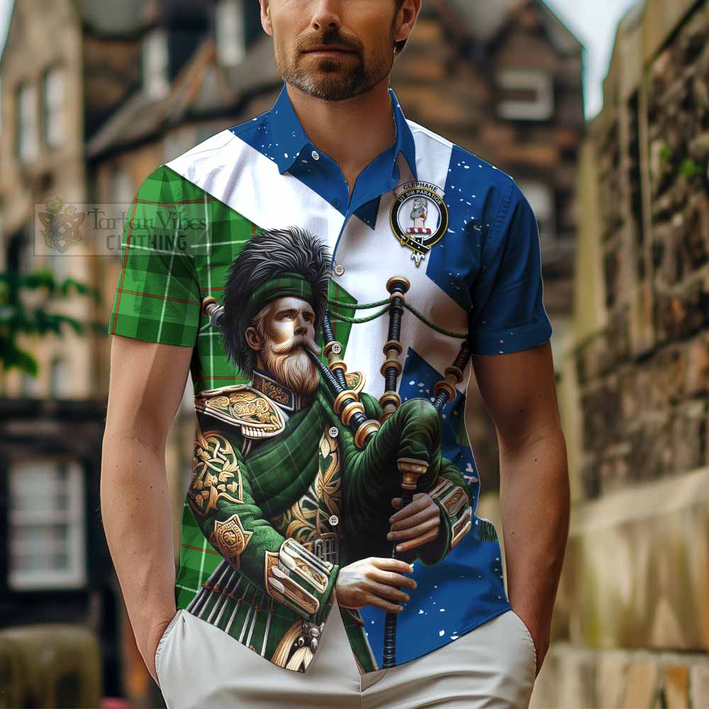 Clephane (Clephan) Tartan Hawaiian Shirt with Family Crest Scottish Bagpiper Vibes - Tartan Vibes Clothing