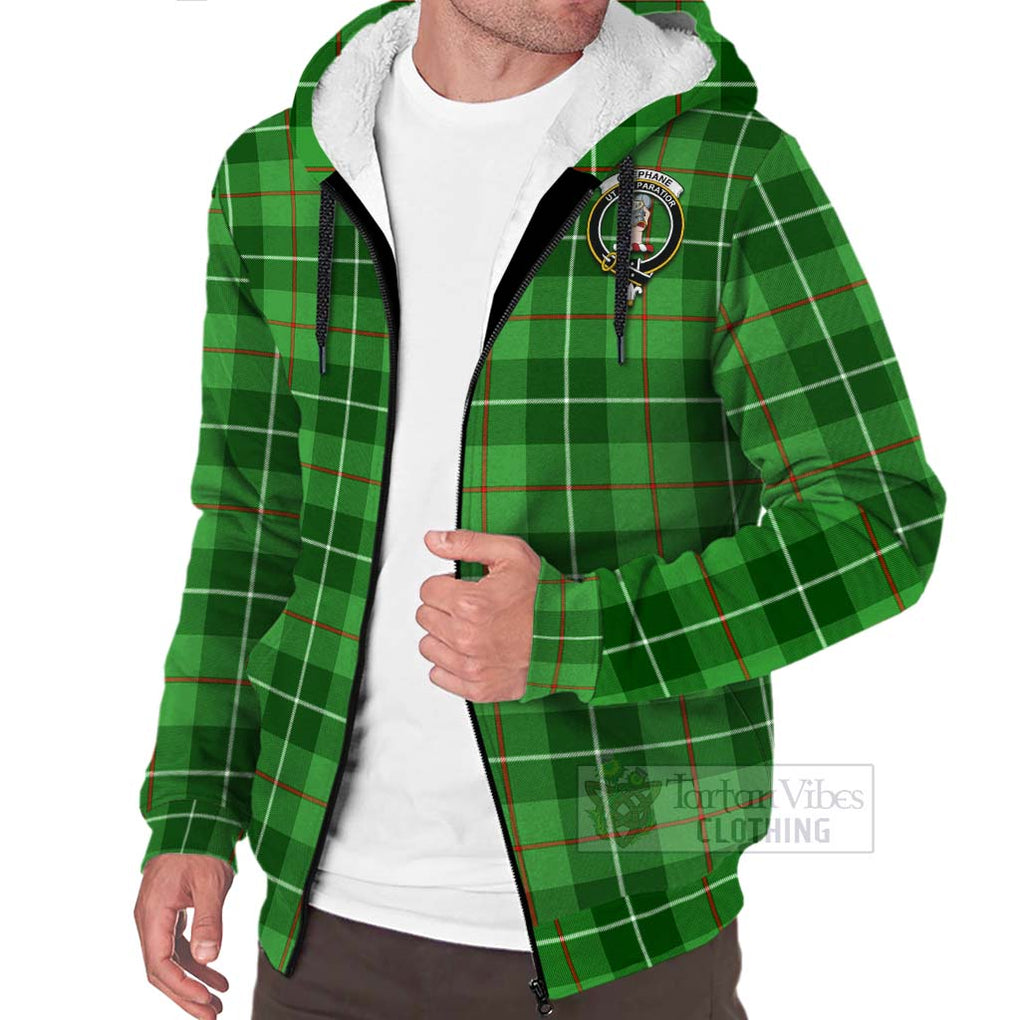 Tartan Vibes Clothing Clephane (Clephan) Tartan Sherpa Hoodie with Family Crest Celtic Skull Style