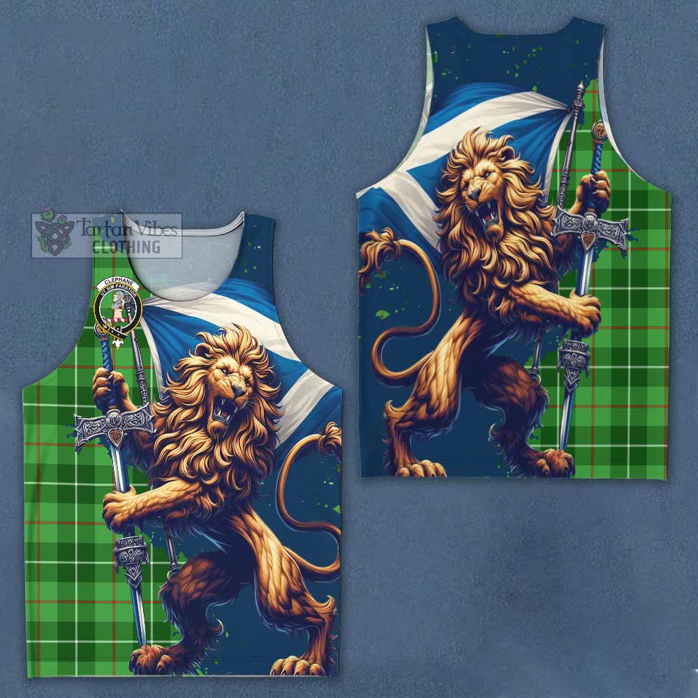 Clephane (Clephan) Tartan Family Crest Men's Tank Top with Scottish Majestic Lion - Tartan Vibes Clothing