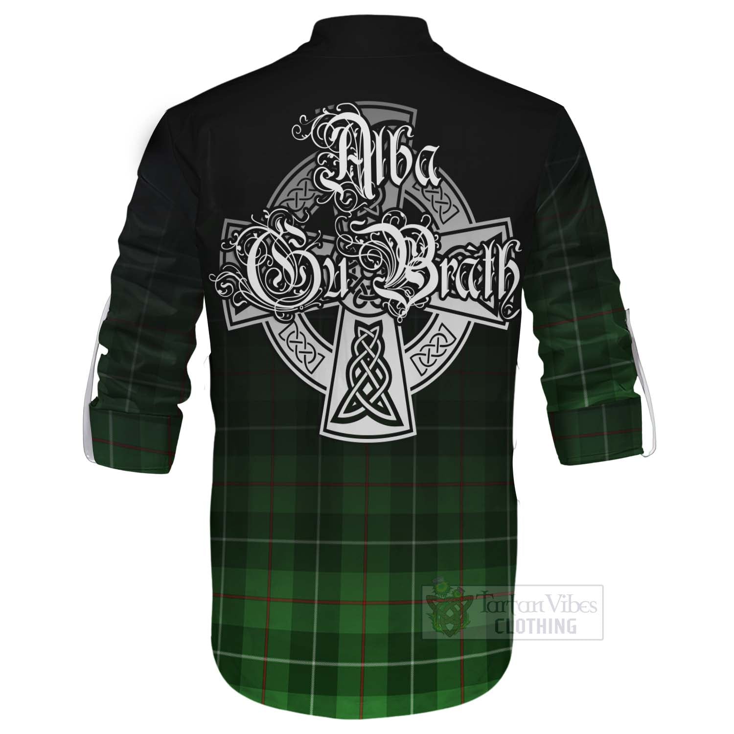 Clephane (Clephan) Tartan Ghillie Kilt Shirt Featuring Alba Gu Brath Family Crest Celtic Inspired - Tartan Vibes Clothing