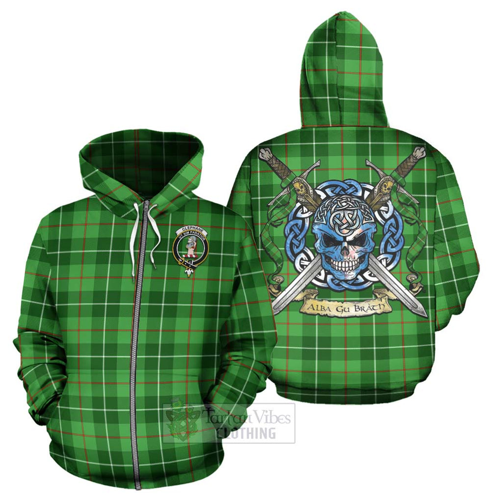 Clephane (Clephan) Tartan Hoodie with Family Crest Celtic Skull Style - Tartan Vibes Clothing
