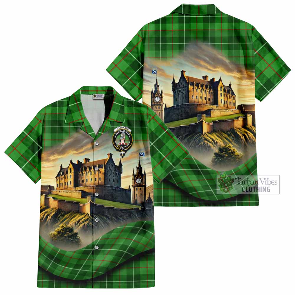 Clephane (Clephan) Tartan Family Crest Hawaiian Shirt with Scottish Ancient Castle Style - Tartan Vibes Clothing