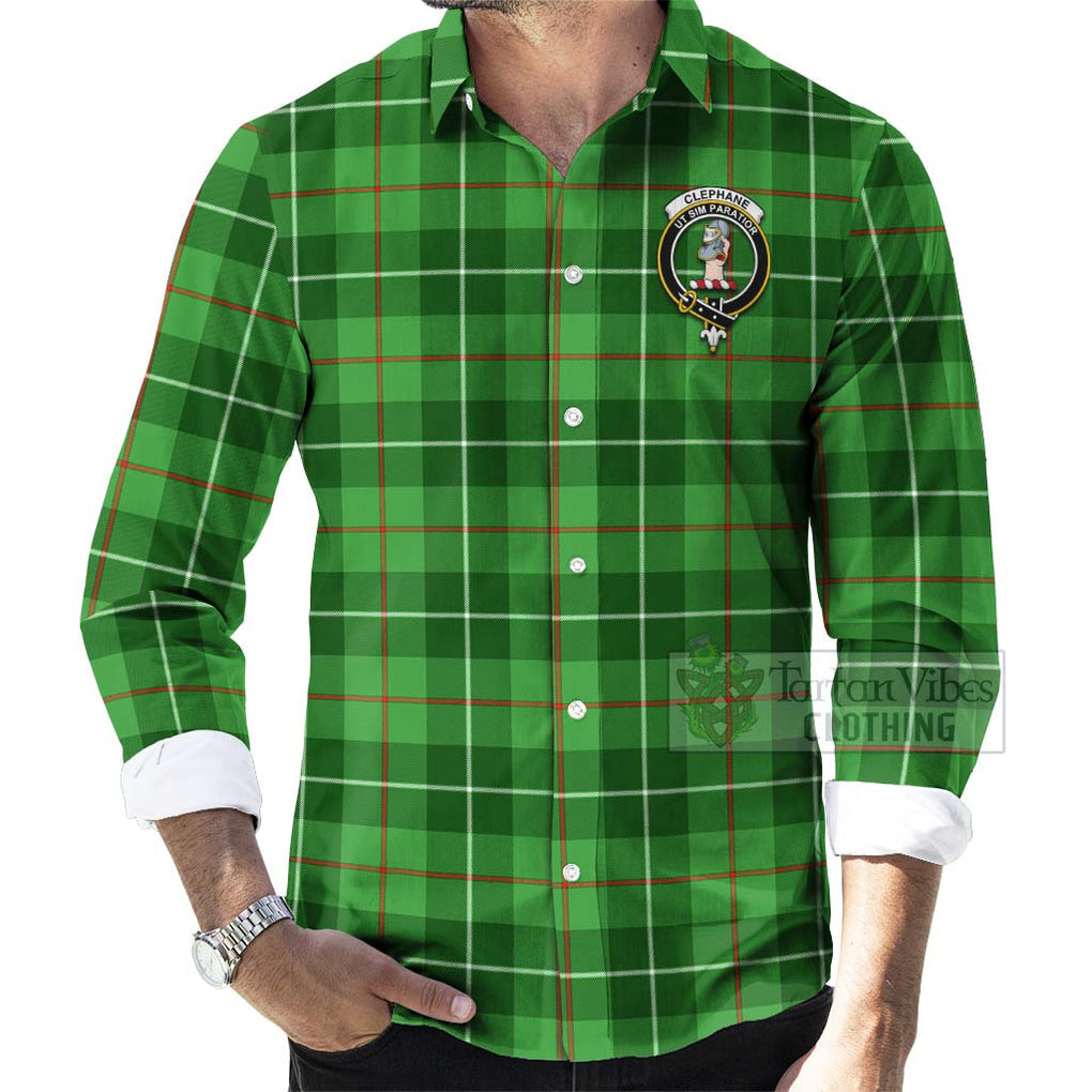 Clephane (Clephan) Tartan Long Sleeve Button Shirt with Family Crest Celtic Skull Style - Tartan Vibes Clothing