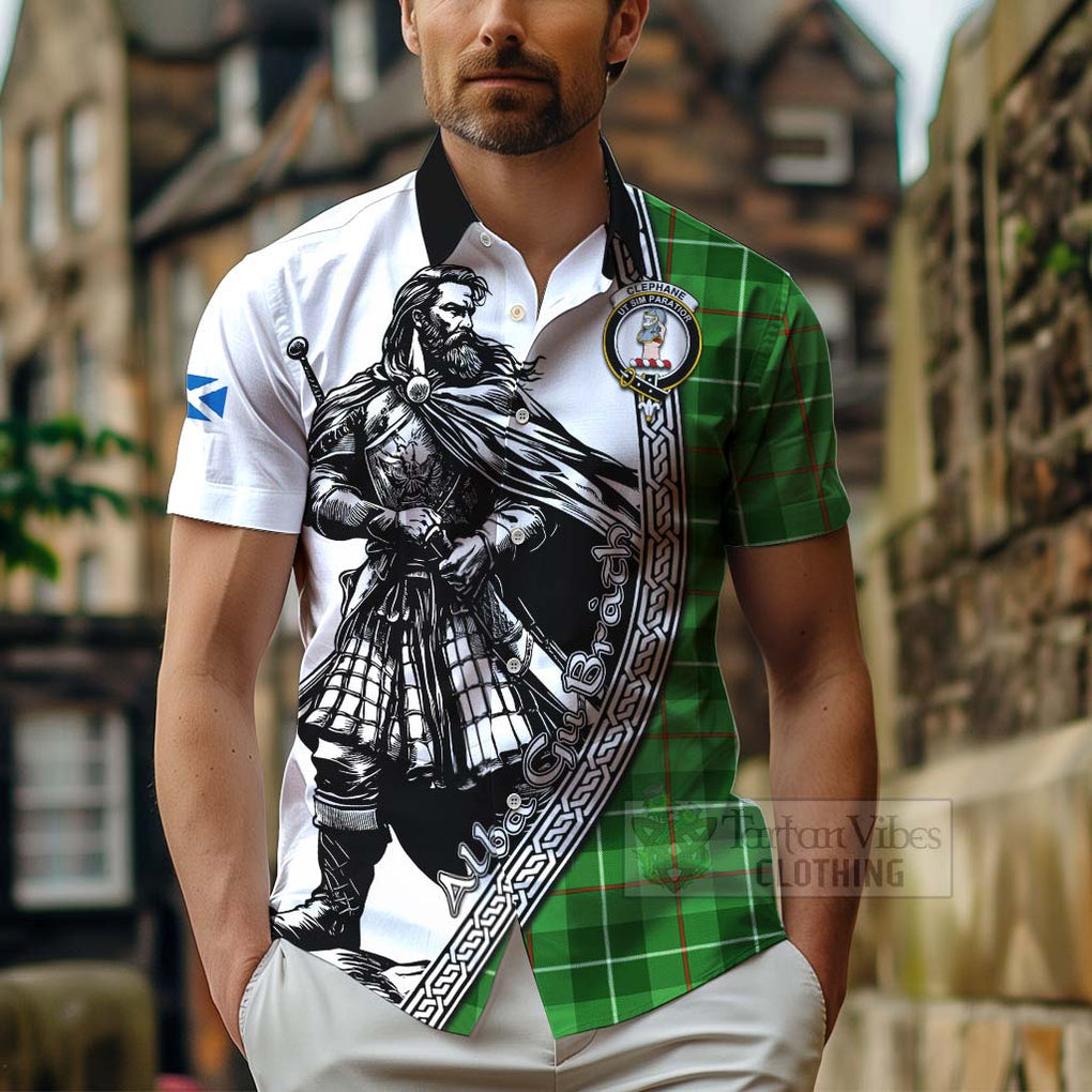 Clephane (Clephan) Tartan Clan Crest Hawaiian Shirt with Highlander Warrior Celtic Style - Tartan Vibes Clothing