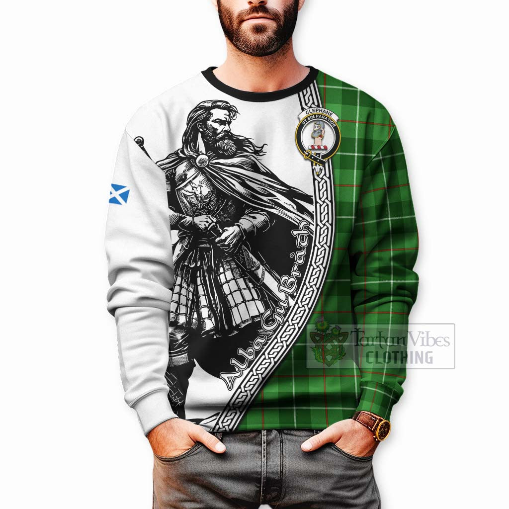 Clephane (Clephan) Tartan Clan Crest Sweatshirt with Highlander Warrior Celtic Style - Tartan Vibes Clothing
