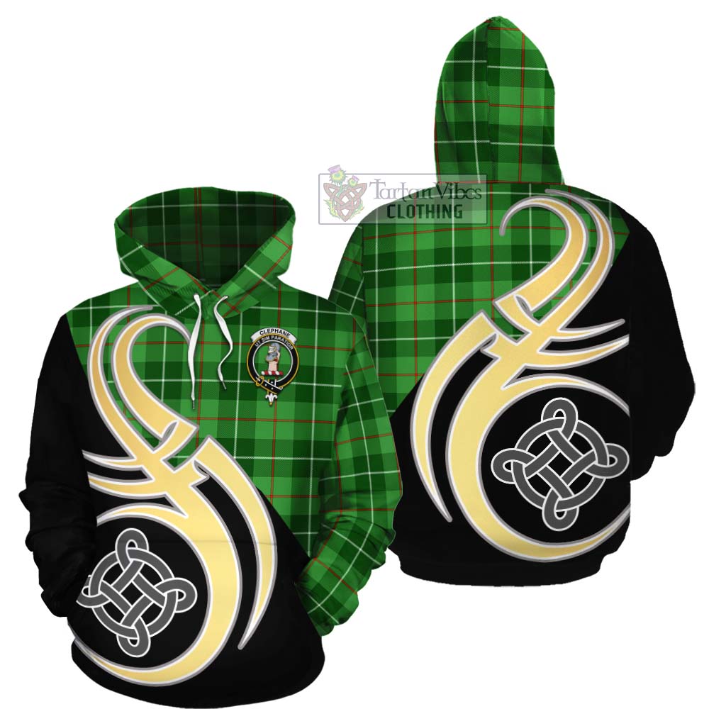 Clephane (Clephan) Tartan Cotton Hoodie with Family Crest and Celtic Symbol Style Zip Hoodie - Tartan Vibes Clothing