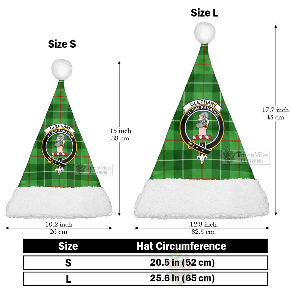 Clephane (Clephan) Tartan Christmas Santa Hats with Family Crest Christmas Hat L 25.6in (65cm) - Tartan Vibes Clothing