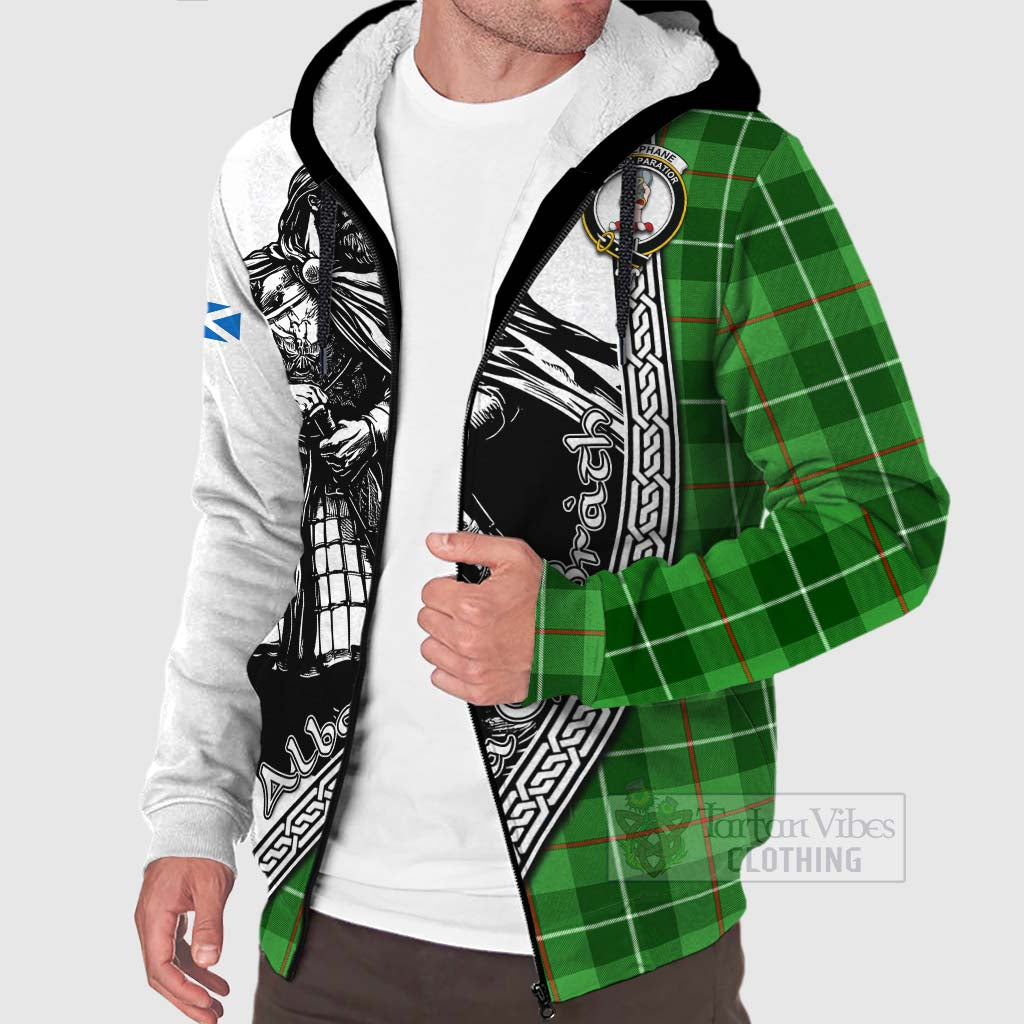 Clephane (Clephan) Tartan Clan Crest Sherpa Hoodie with Highlander Warrior Celtic Style Unisex - Tartan Vibes Clothing