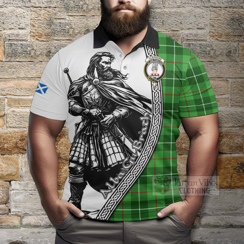 Clephane (Clephan) Tartan Clan Crest Polo Shirt with Highlander Warrior Celtic Style - Tartan Vibes Clothing
