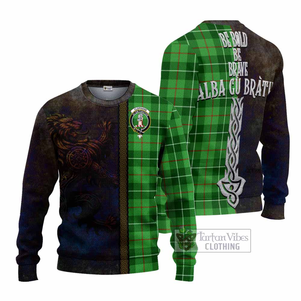Clephane (Clephan) Tartan Family Crest Knitted Sweater Alba Gu Brath Be Brave Lion Ancient Style - Tartan Vibes Clothing