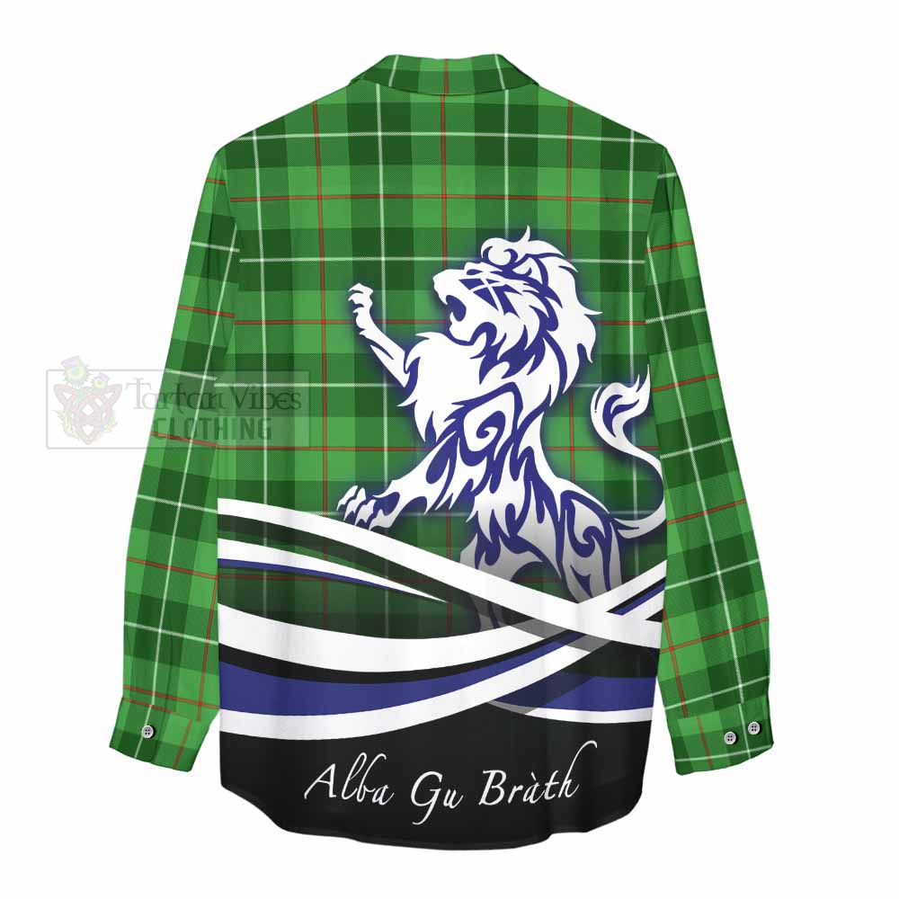Tartan Vibes Clothing Clephane (Clephan) Tartan Women's Casual Shirt with Alba Gu Brath Regal Lion Emblem