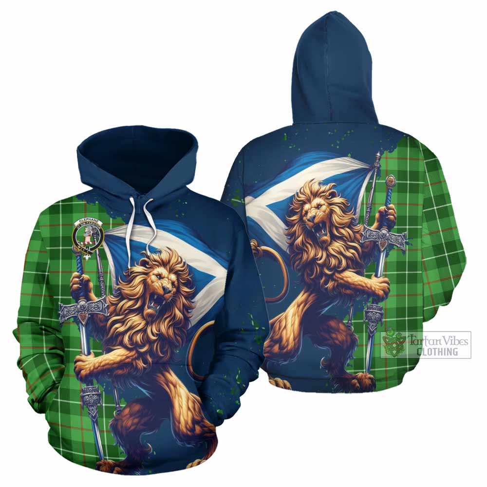 Clephane (Clephan) Tartan Family Crest Hoodie with Scottish Majestic Lion - Tartan Vibes Clothing