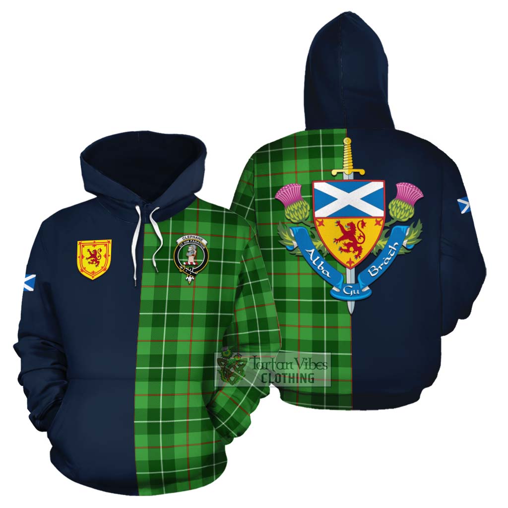 Clephane (Clephan) Tartan Cotton Hoodie Alba with Scottish Lion Royal Arm Half Style Zip Hoodie - Tartan Vibes Clothing