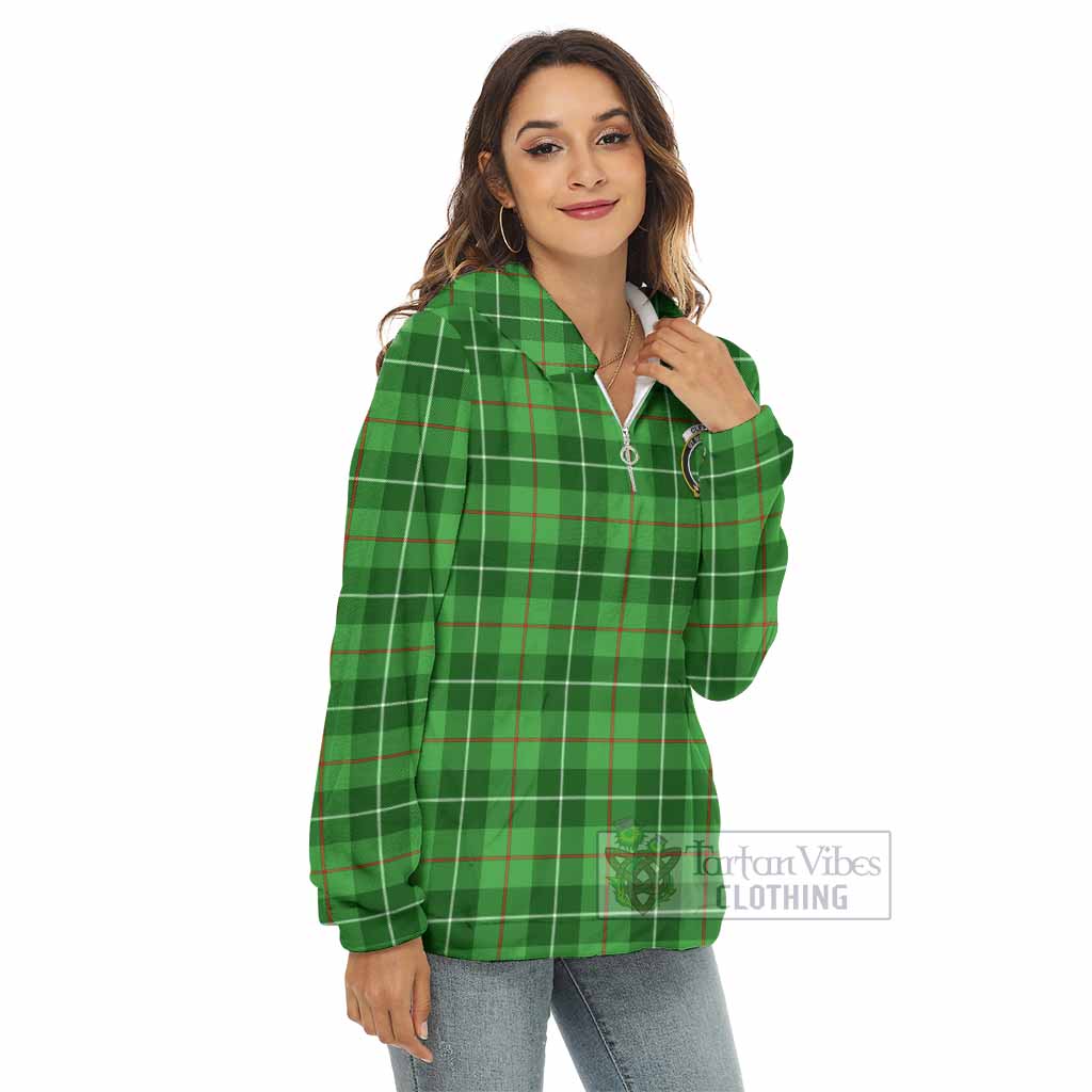 Tartan Vibes Clothing Clephane (Clephan) Tartan Crest Women's Borg  Half Zip Fleece Hoodie