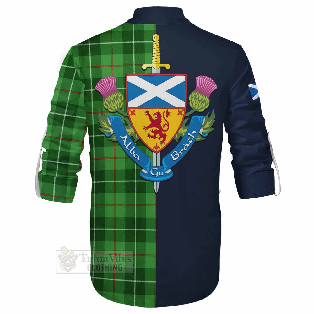 Clephane (Clephan) Tartan Ghillie Kilt Shirt Alba with Scottish Lion Royal Arm Half Style - Tartan Vibes Clothing