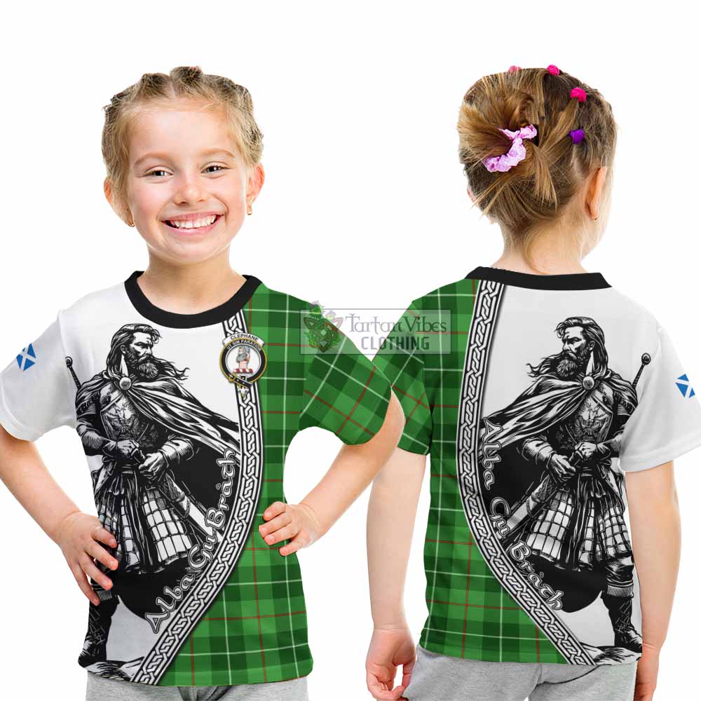 Clephane (Clephan) Tartan Clan Crest Kid T-Shirt with Highlander Warrior Celtic Style - Tartan Vibes Clothing
