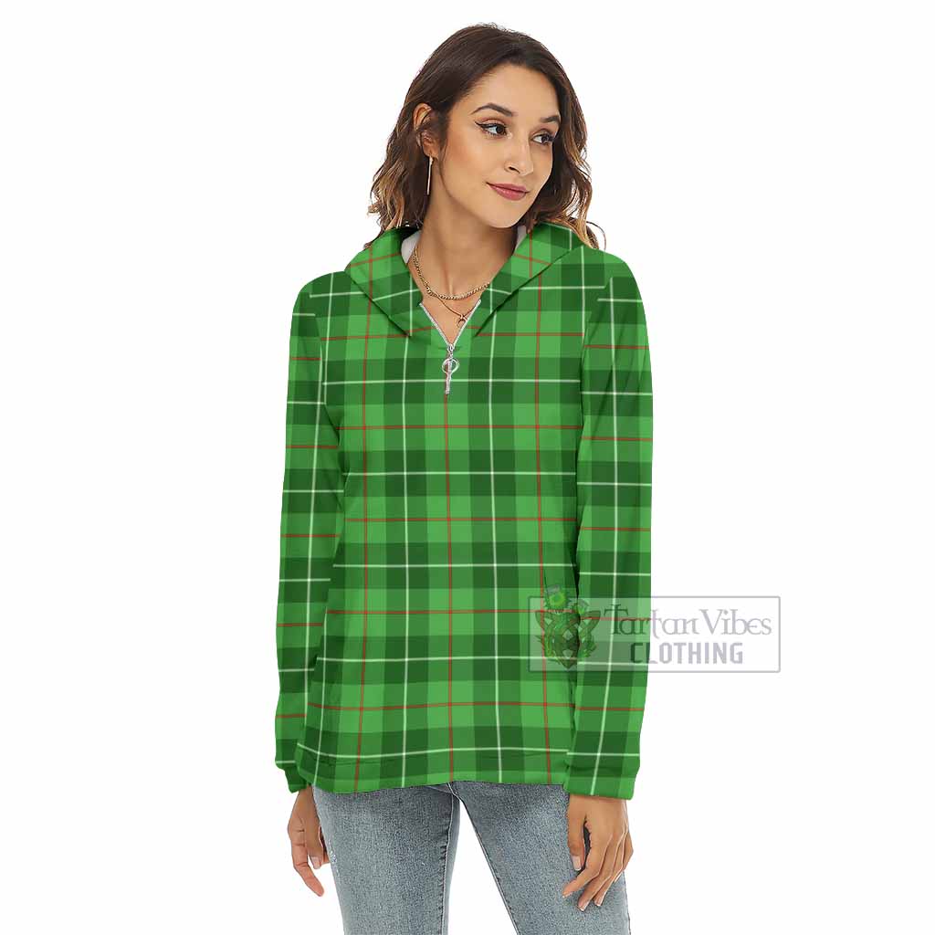 Tartan Vibes Clothing Clephane (Clephan) Tartan Women's Borg  Half Zip Fleece Hoodie