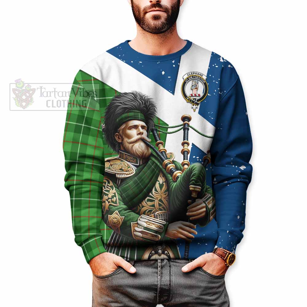 Tartan Vibes Clothing Clephane (Clephan) Tartan Sweatshirt with Family Crest Scottish Bagpiper Vibes