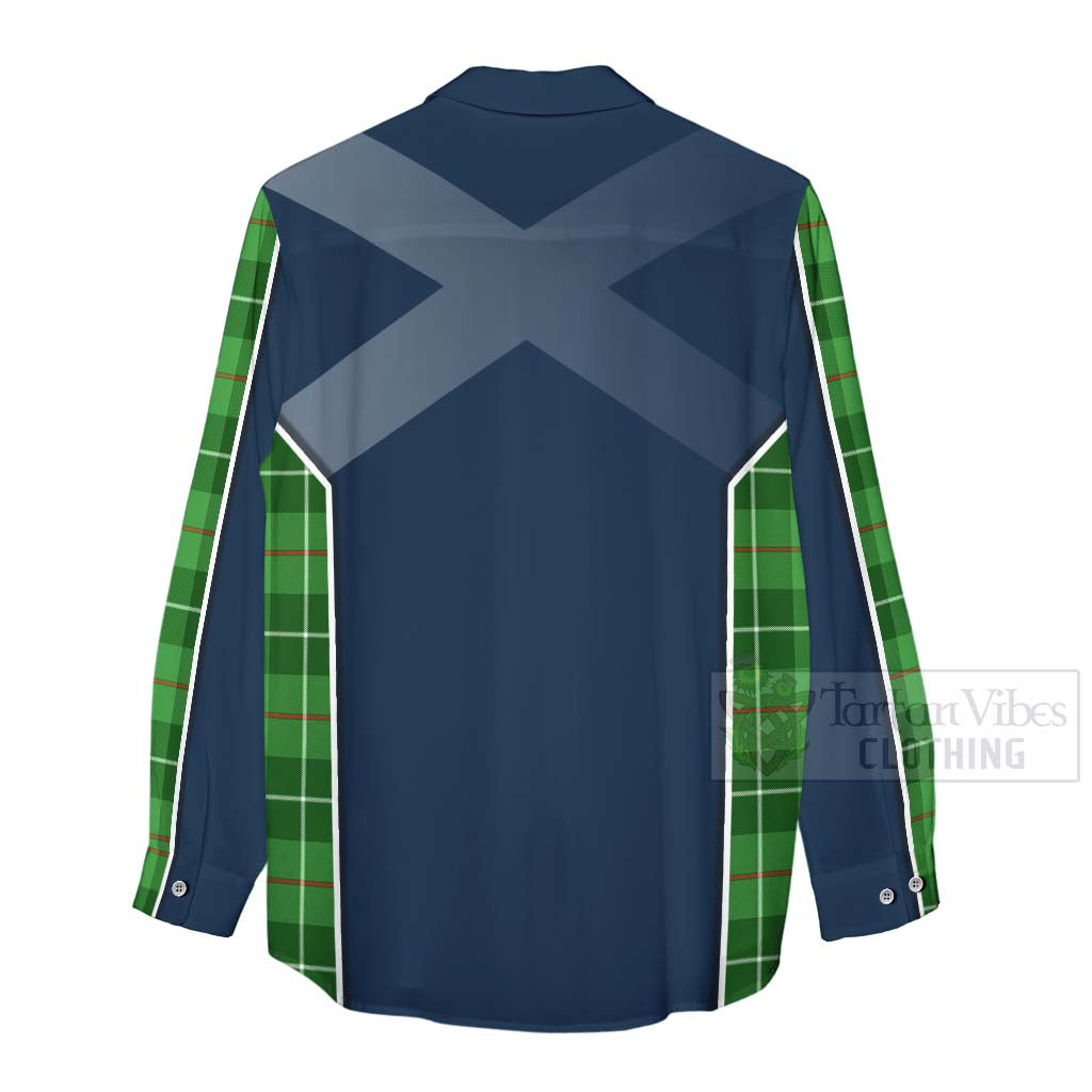 Tartan Vibes Clothing Clephane (Clephan) Tartan Women's Casual Shirt with Family Crest and Scottish Thistle Vibes Sport Style