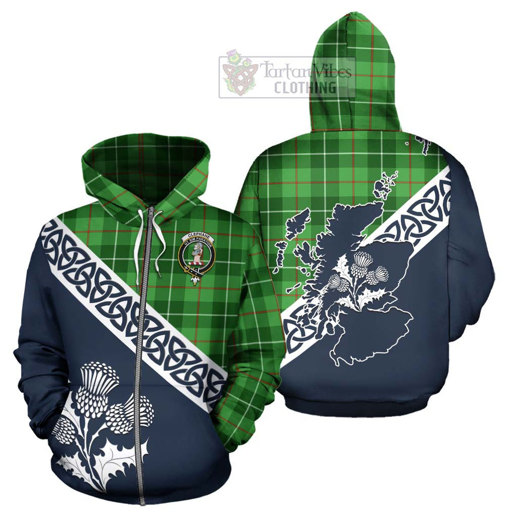 Clephane (Clephan) Tartan Hoodie Featuring Thistle and Scotland Map - Tartan Vibes Clothing