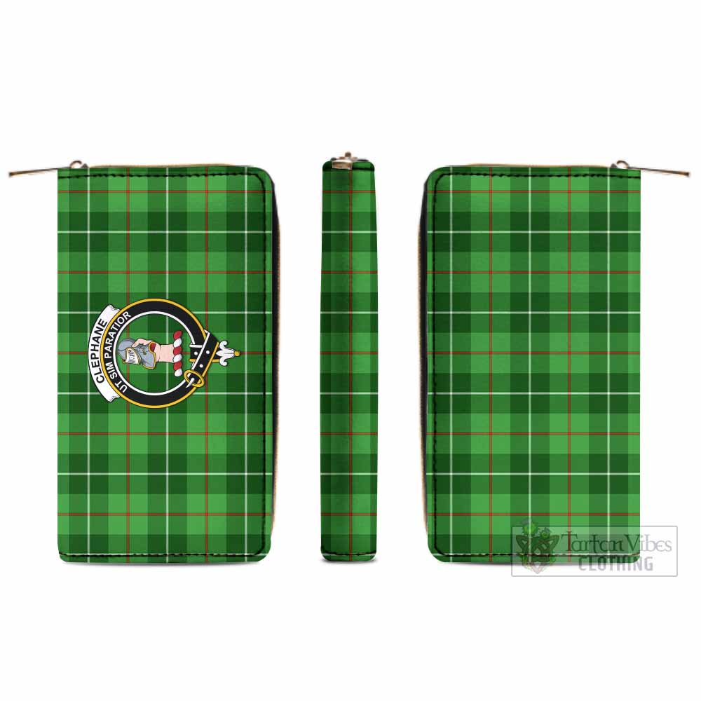 Tartan Vibes Clothing Clephane (Clephan) Tartan Women's Leather Wallet with Family Crest