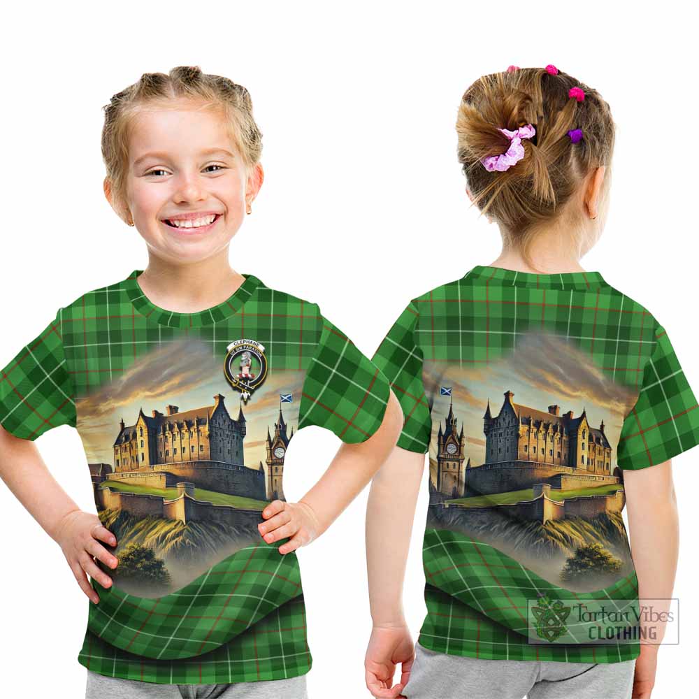 Clephane (Clephan) Tartan Family Crest Kid T-Shirt with Scottish Ancient Castle Style - Tartan Vibes Clothing