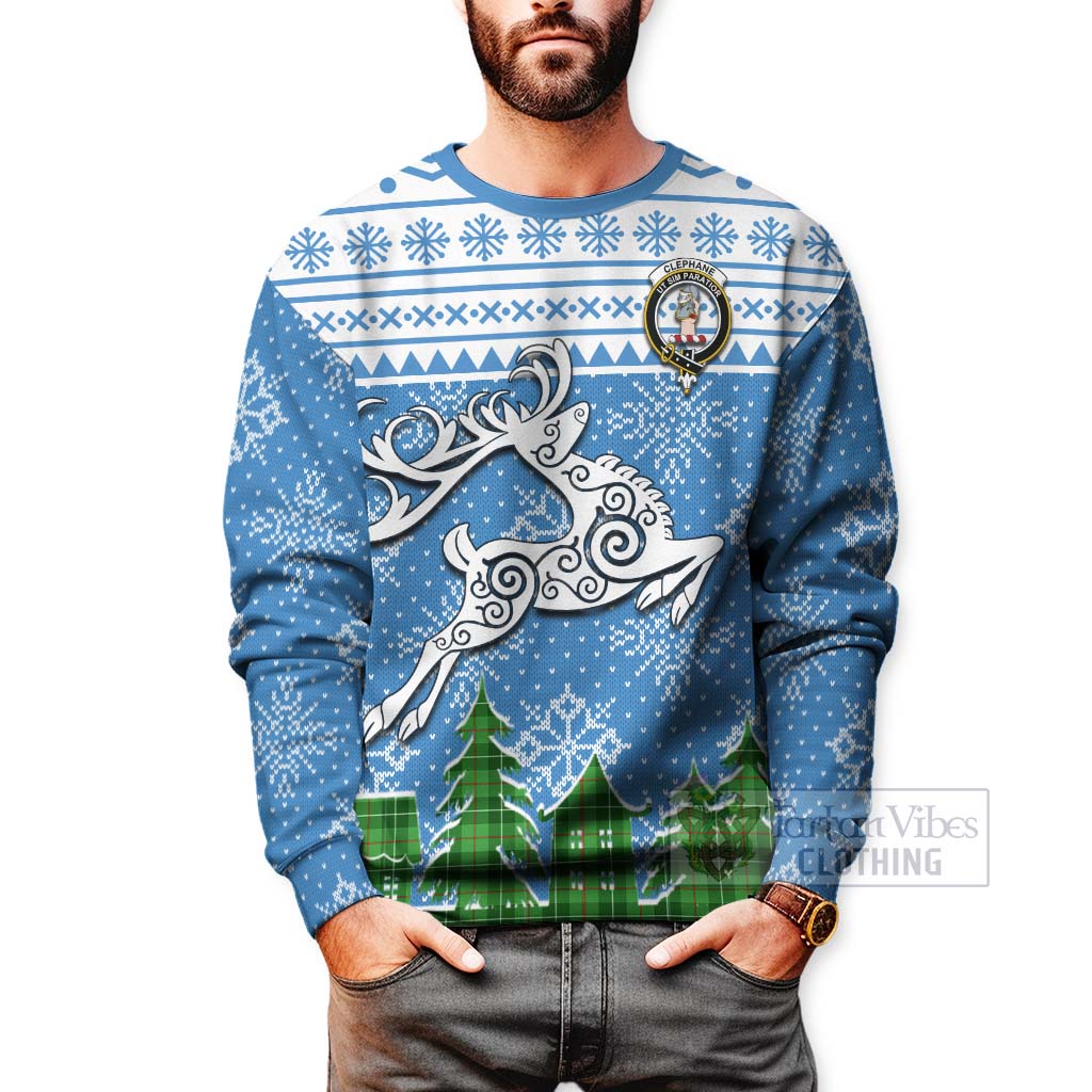 Clephane (Clephan) Clan Christmas Sweatshirt Celtic Reindeer Style - Tartan Vibes Clothing