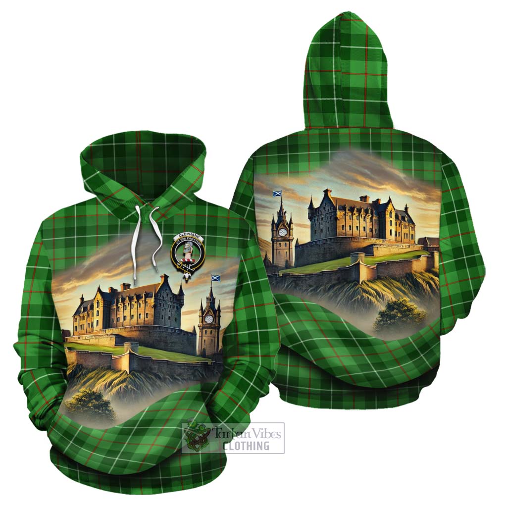 Clephane (Clephan) Tartan Family Crest Cotton Hoodie with Scottish Ancient Castle Style - Tartan Vibes Clothing