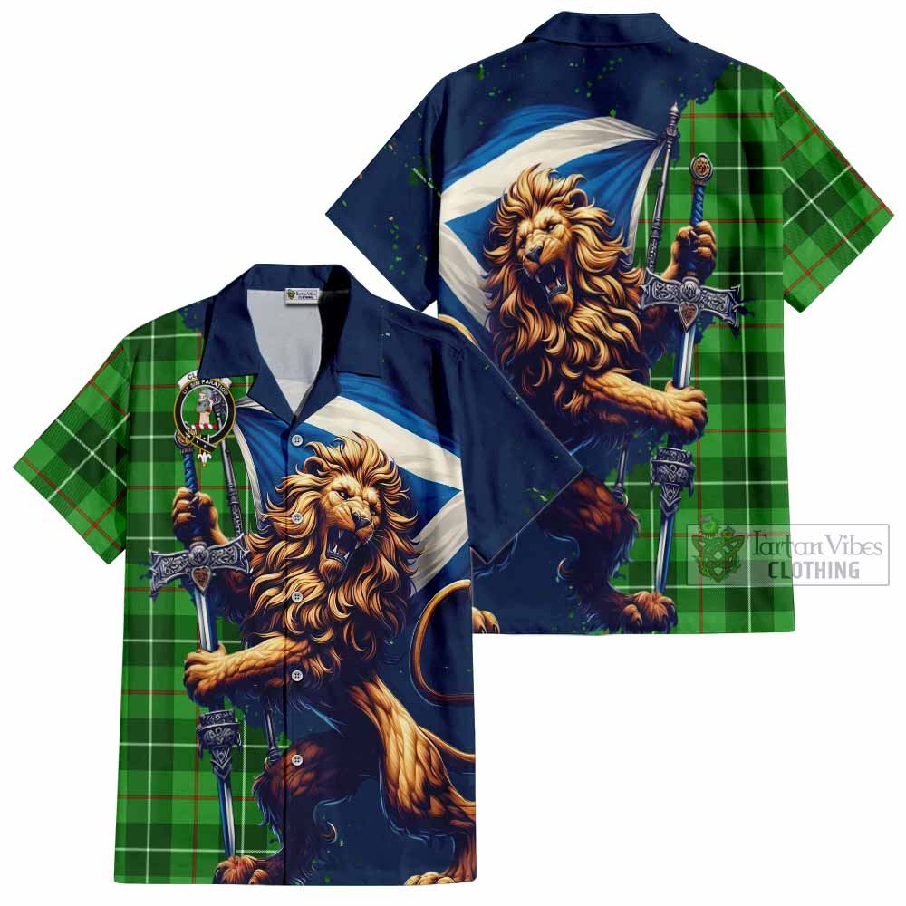 Clephane (Clephan) Tartan Family Crest Hawaiian Shirt with Scottish Majestic Lion - Tartan Vibes Clothing