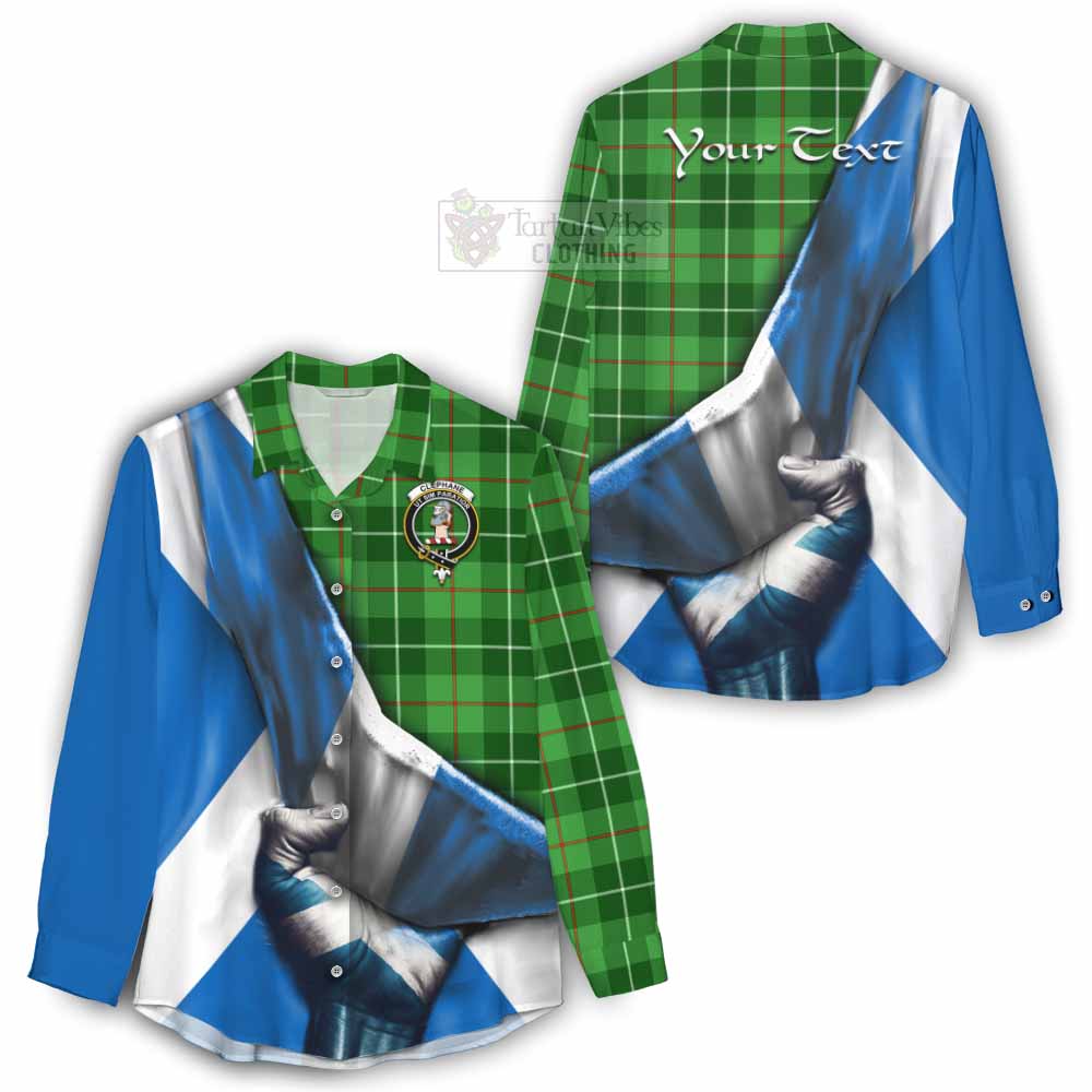 Tartan Vibes Clothing Clephane (Clephan) Tartan Women's Casual Shirt with Family Crest Scotland Patriotic Style