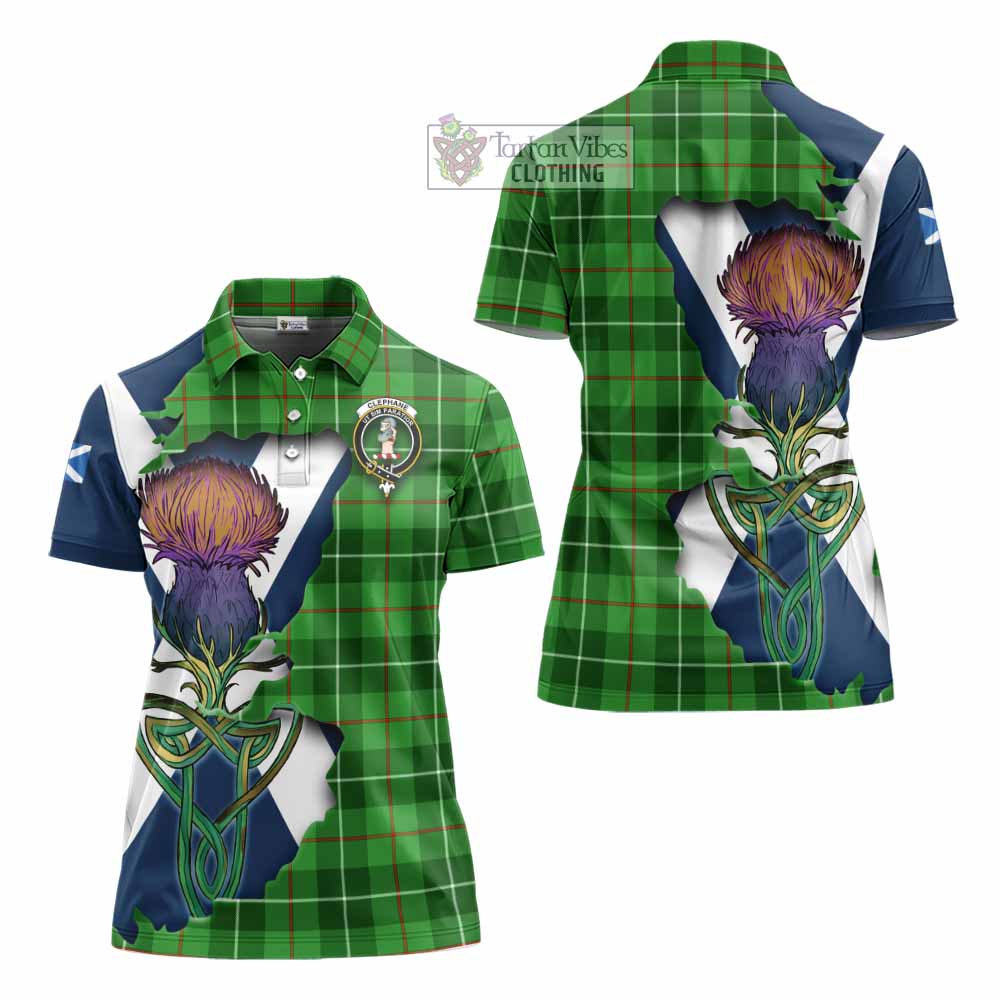 Clephane (Clephan) Tartan Family Crest Women's Polo Shirt Scottish Thistle Celtic Inspired - Tartan Vibes Clothing