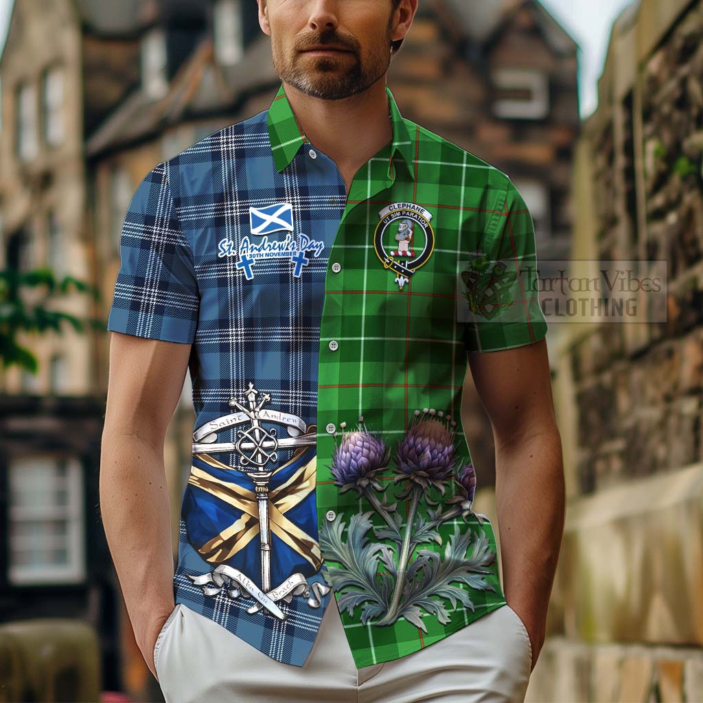 Clephane (Clephan) Tartan Hawaiian Shirt Happy St. Andrew's Day Half Tartan Style - Tartan Vibes Clothing