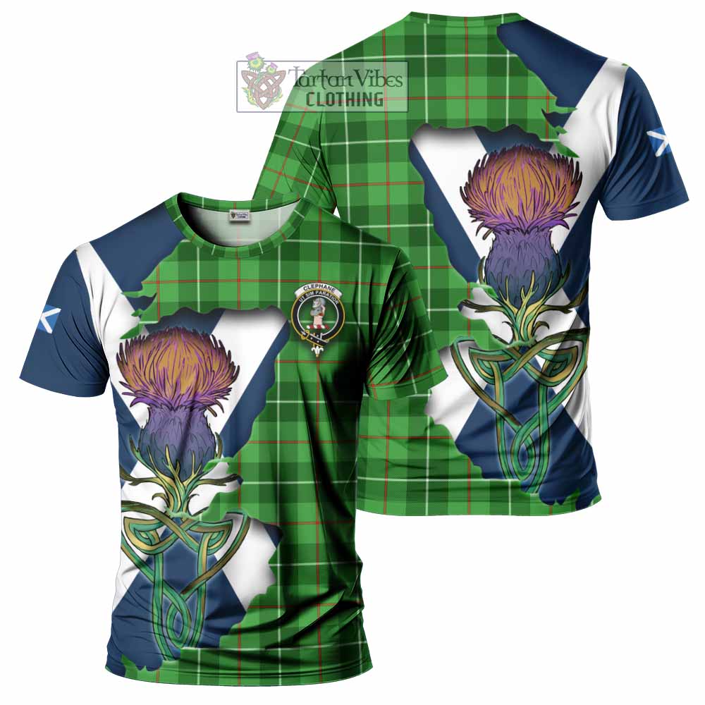 Clephane (Clephan) Tartan Family Crest T-Shirt Scottish Thistle Celtic Inspired - Tartan Vibes Clothing