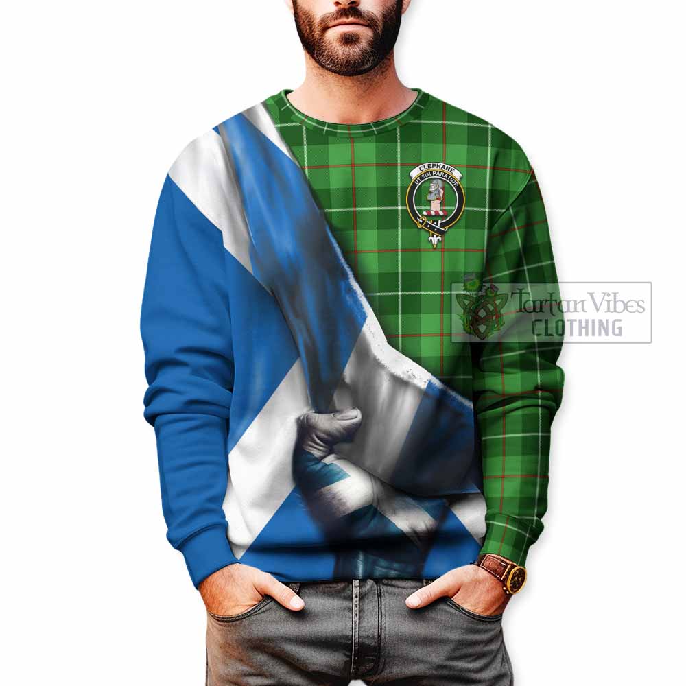 Tartan Vibes Clothing Clephane (Clephan) Tartan Sweatshirt with Family Crest Scotland Patriotic Style