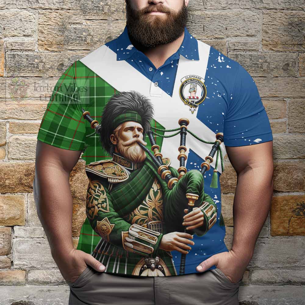 Clephane (Clephan) Tartan Polo Shirt with Family Crest Scottish Bagpiper Vibes - Tartan Vibes Clothing