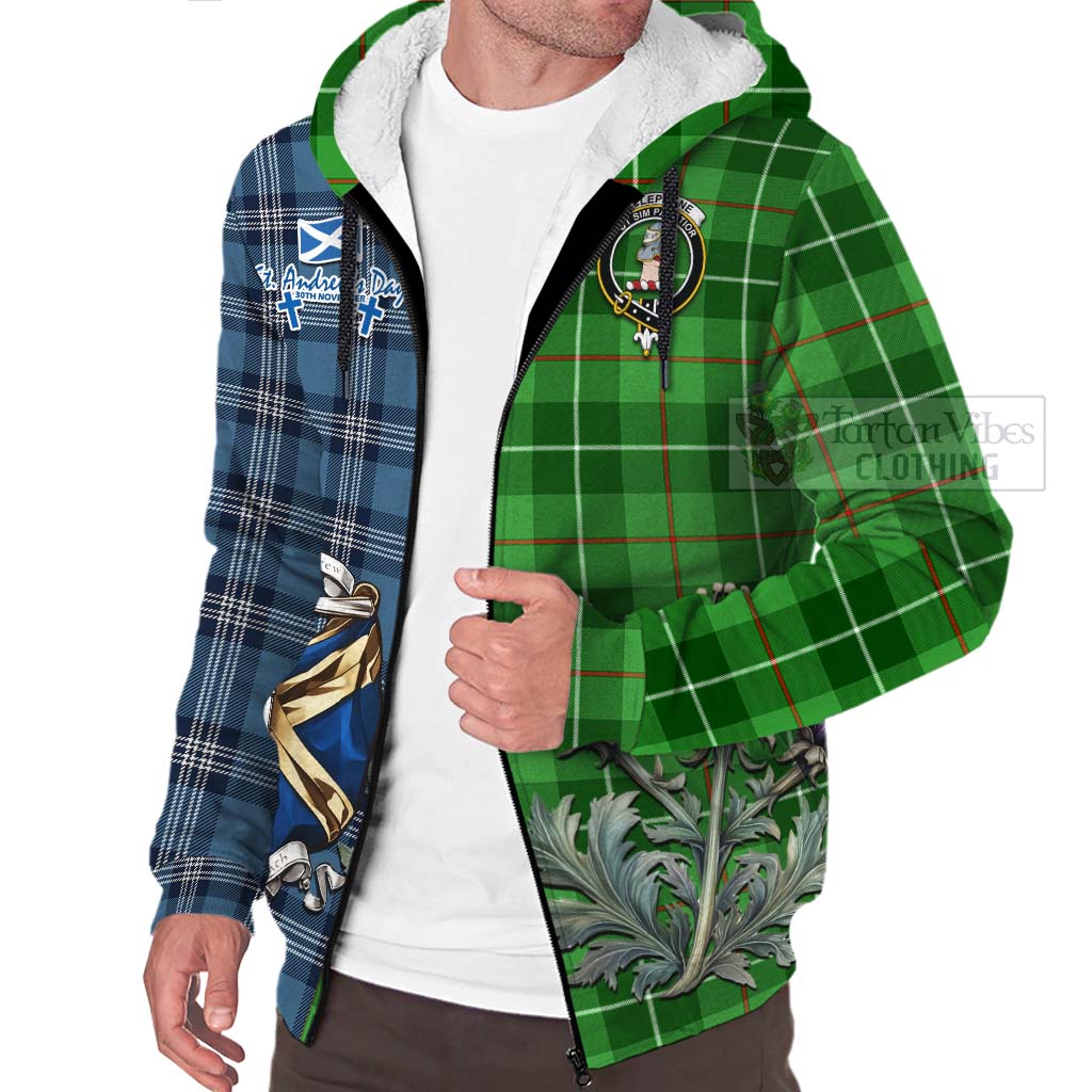 Clephane (Clephan) Tartan Sherpa Hoodie Happy St. Andrew's Day Half Tartan Style Unisex - Tartan Vibes Clothing