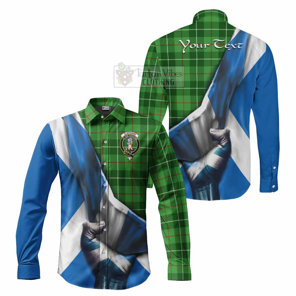 Clephane (Clephan) Tartan Long Sleeve Button Shirt with Family Crest Scotland Patriotic Style - Tartan Vibes Clothing