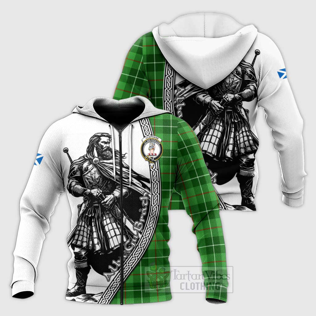 Clephane (Clephan) Tartan Clan Crest Knitted Hoodie with Highlander Warrior Celtic Style Unisex Knitted Zip Hoodie - Tartan Vibes Clothing