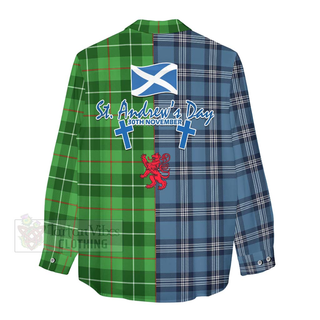 Tartan Vibes Clothing Clephane (Clephan) Tartan Women's Casual Shirt Happy St. Andrew's Day Half Tartan Style
