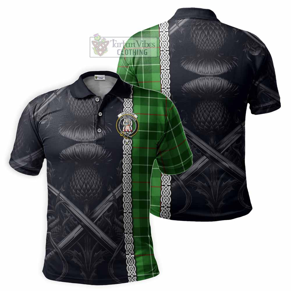Clephane (Clephan) Tartan Polo Shirt with Family Crest Cross Sword Thistle Celtic Vibes - Tartan Vibes Clothing