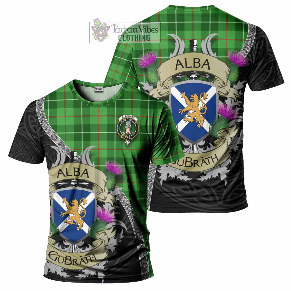Clephane (Clephan) Tartan Family Crest T-Shirt Lion Rampant Royal Thistle Shield Celtic Inspired - Tartan Vibes Clothing