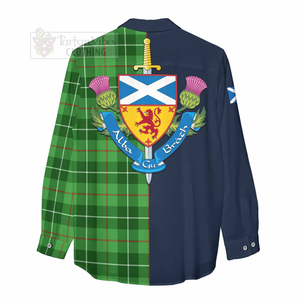 Tartan Vibes Clothing Clephane (Clephan) Tartan Women's Casual Shirt Alba with Scottish Lion Royal Arm Half Style