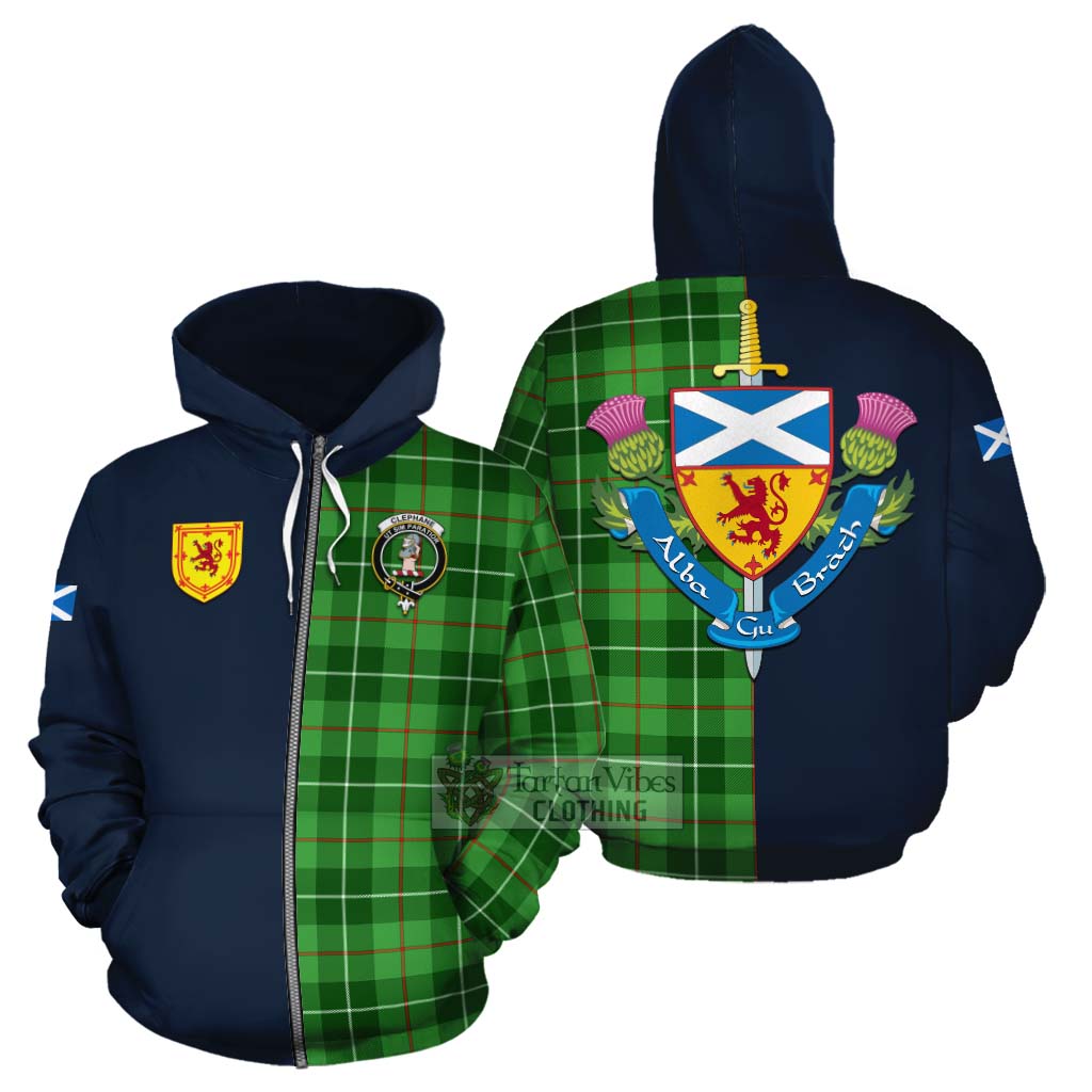 Clephane (Clephan) Tartan Cotton Hoodie Alba with Scottish Lion Royal Arm Half Style - Tartan Vibes Clothing