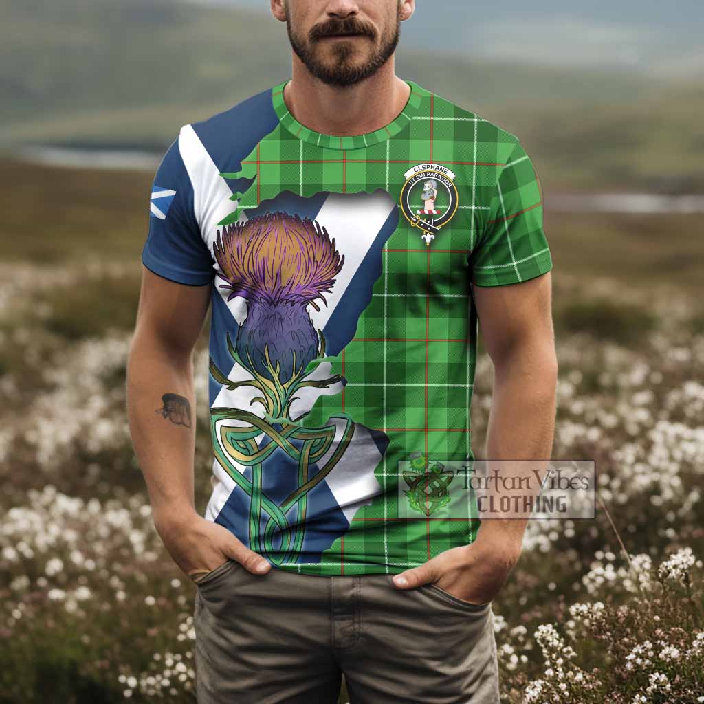 Clephane (Clephan) Tartan Family Crest T-Shirt Scottish Thistle Celtic Inspired - Tartan Vibes Clothing