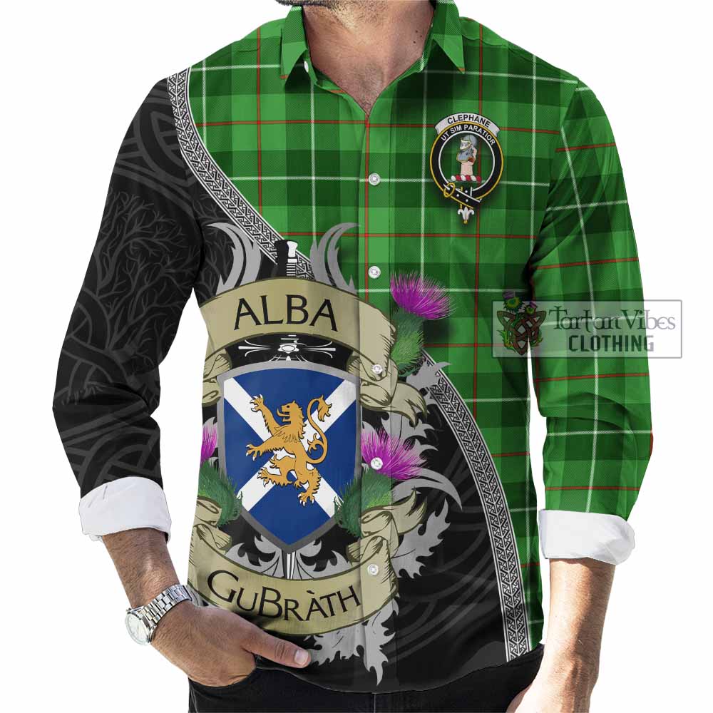 Clephane (Clephan) Tartan Family Crest Long Sleeve Button Shirt Lion Rampant Royal Thistle Shield Celtic Inspired - Tartan Vibes Clothing