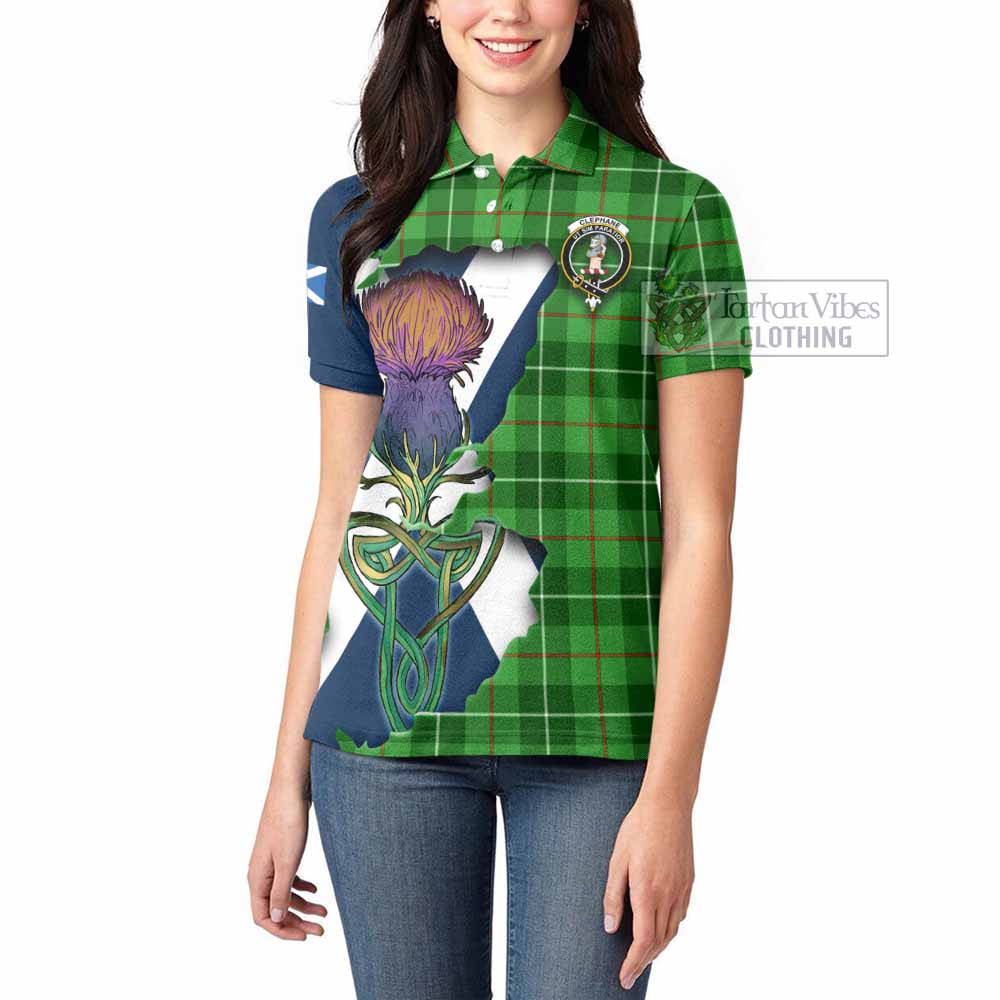 Clephane (Clephan) Tartan Family Crest Women's Polo Shirt Scottish Thistle Celtic Inspired - Tartan Vibes Clothing