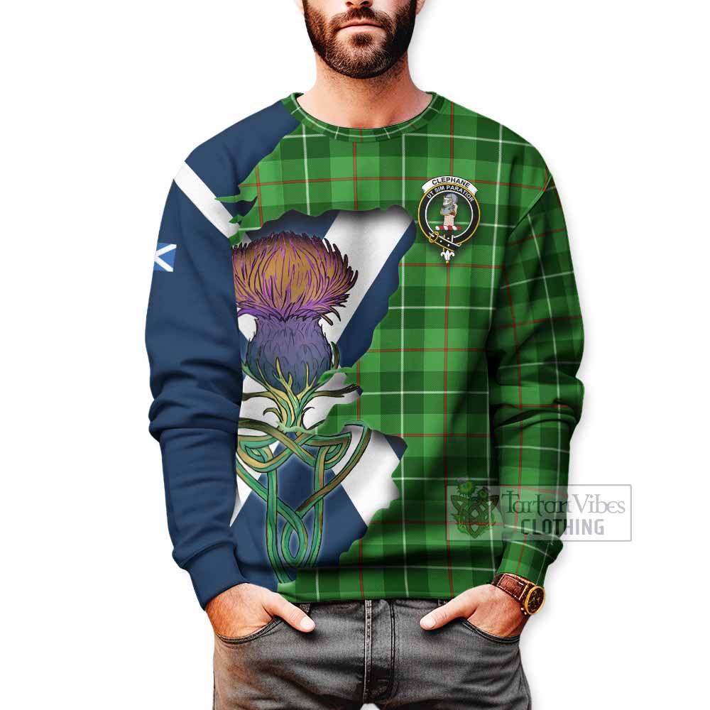 Tartan Vibes Clothing Clephane (Clephan) Tartan Family Crest Sweatshirt Scottish Thistle Celtic Inspired