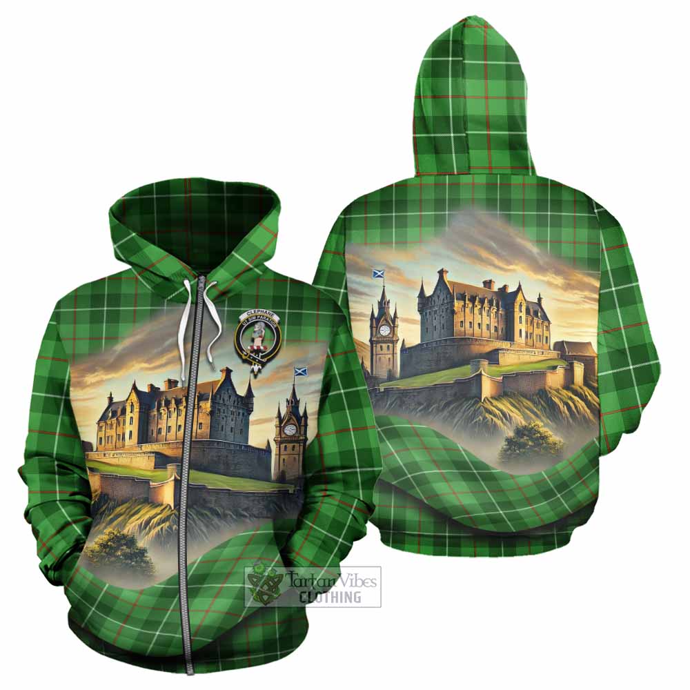 Clephane (Clephan) Tartan Family Crest Hoodie with Scottish Ancient Castle Style Zip Hoodie - Tartan Vibes Clothing