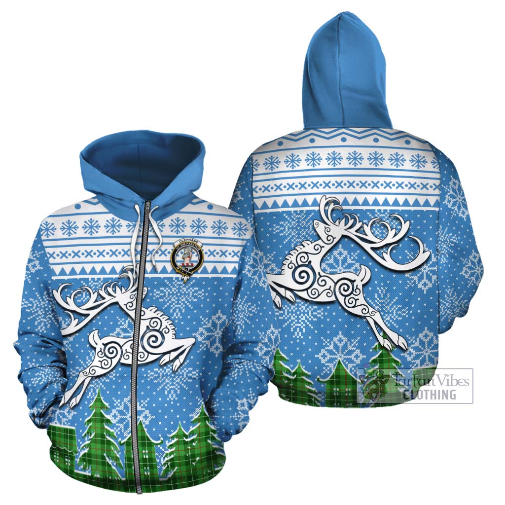 Tartan Vibes Clothing Clephane (Clephan) Clan Christmas Cotton Hoodie Celtic Reindeer Style